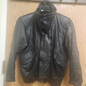 Vintage Longchamp Leather Moto Jacket Black  SZ M. Vintage